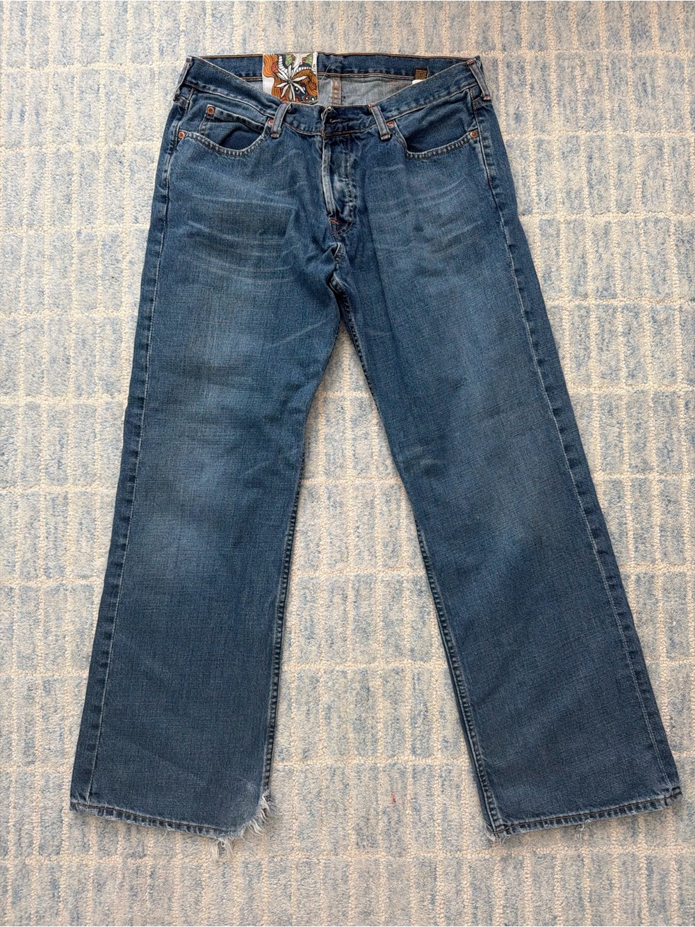 Hollister Men's Straight Jeans in Dark Blue Denim